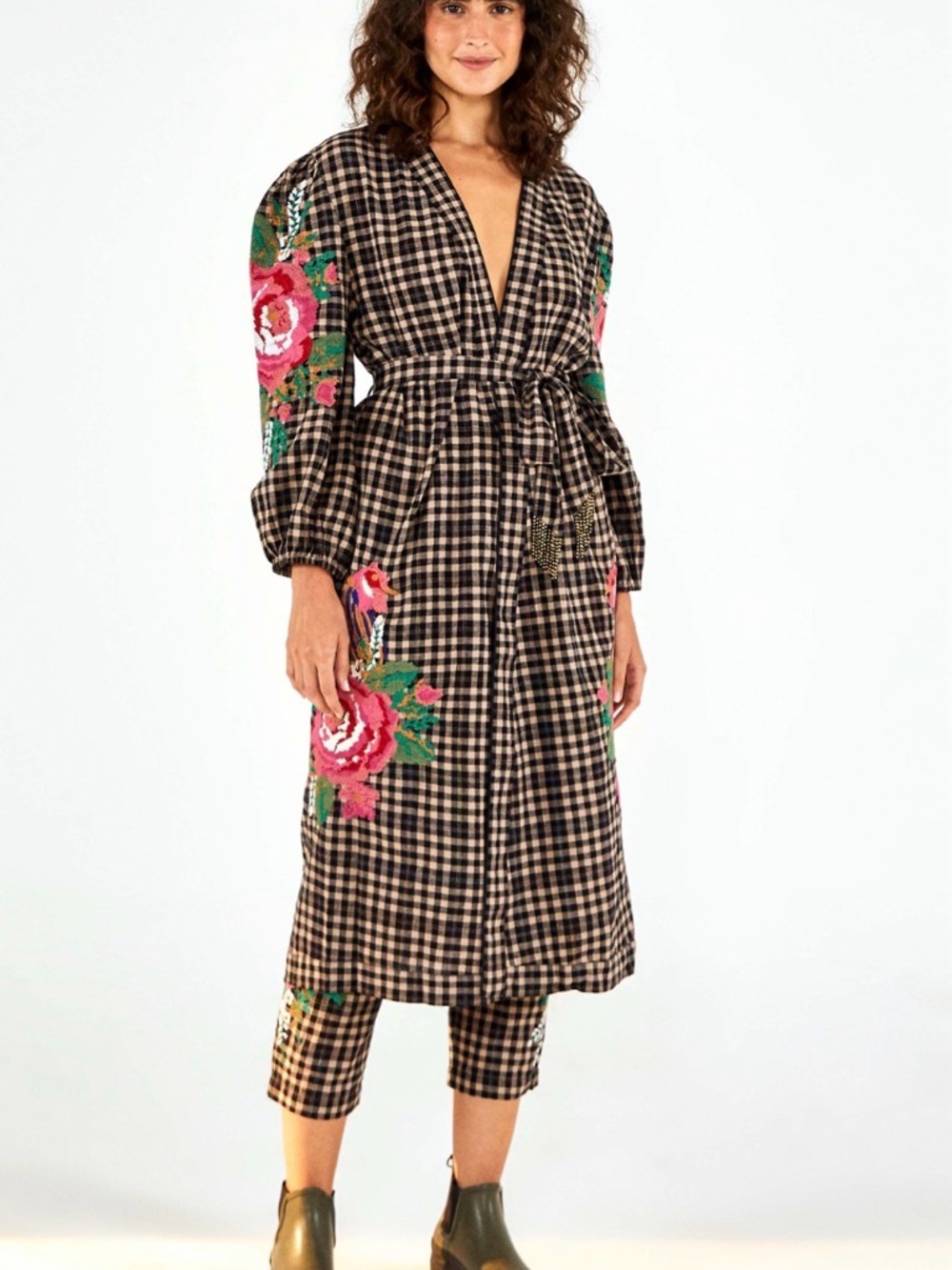 Farm Rio ROOSTER CROSS STITCH EMBROIDERED KIMONO